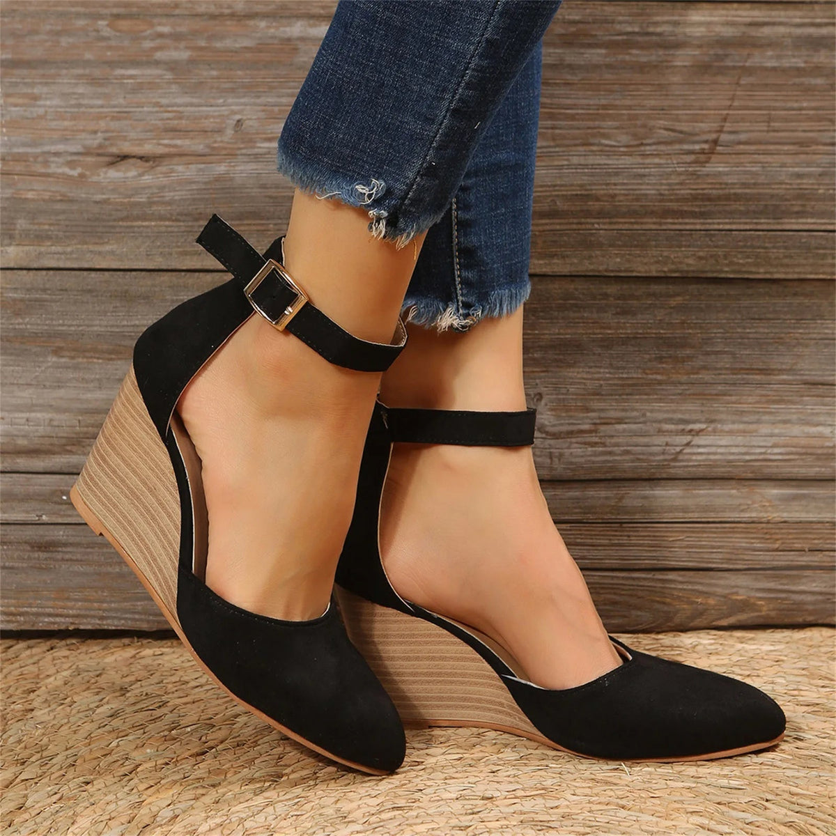 Hannah | Suede Wedge Heel Sandals