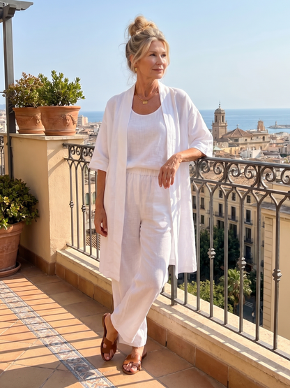 Adriana | Three-Piece Relaxed Top & Wide-Leg Pants Set