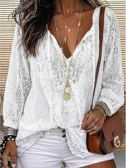 Hailey | Comfortable Boho Lace-Detail Blouse
