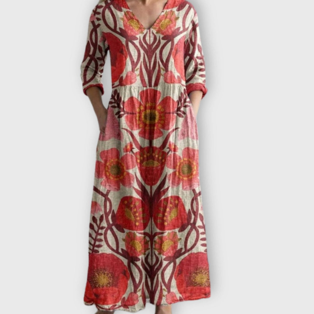 Elfriede | Women’s Boho V-Neck Floral Maxi Dress