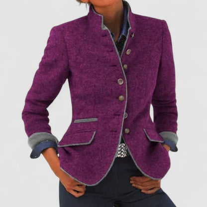 Clara | Women’s Elegant Stand-Collar Long-Sleeve Blazer