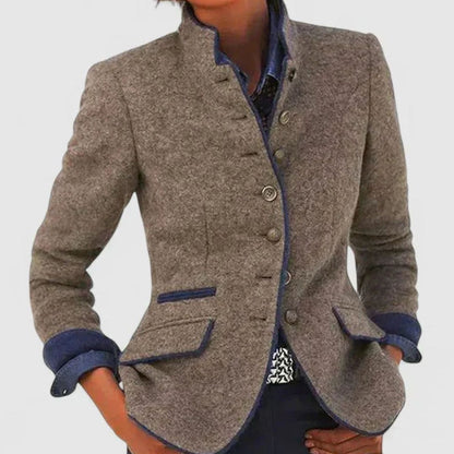 Clara | Women’s Elegant Stand-Collar Long-Sleeve Blazer