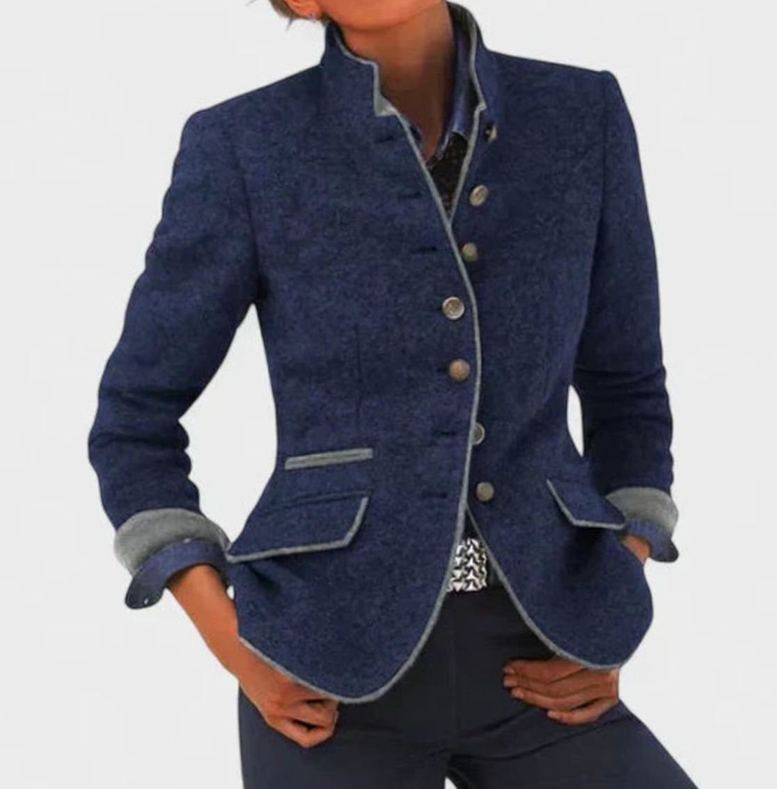 Clara | Women’s Elegant Stand-Collar Long-Sleeve Blazer