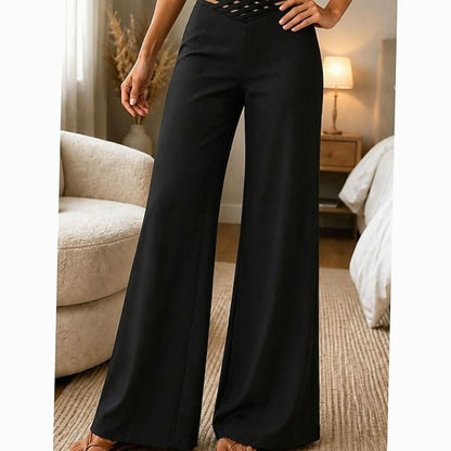 Emilia | Women’s High-Waist Wide-Leg Trousers with Crossover Waistband