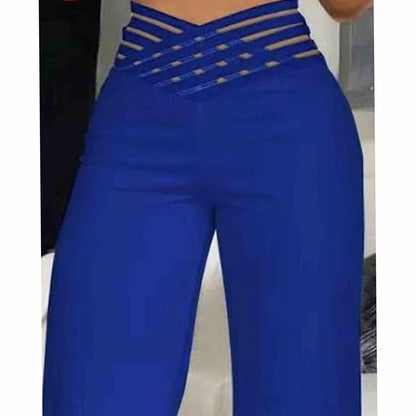 Emilia | Women’s High-Waist Wide-Leg Trousers with Crossover Waistband