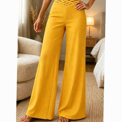 Emilia | Women’s High-Waist Wide-Leg Trousers with Crossover Waistband
