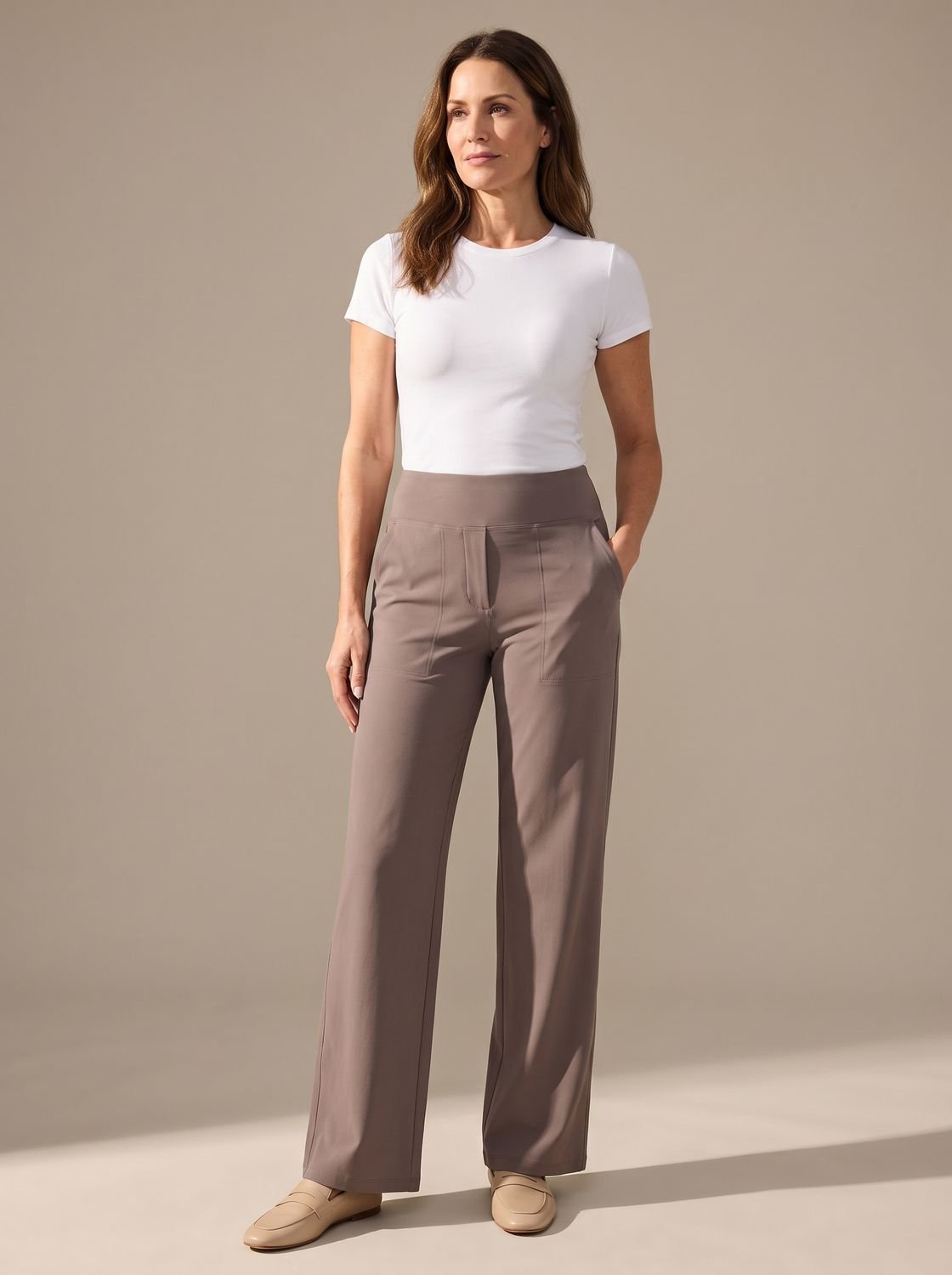 Elisabeth | Women’s High-Waist Wide-Leg Trousers with Elastic Waist & Pockets