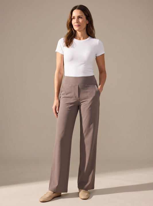 Elisabeth | Women’s High-Waist Wide-Leg Trousers with Elastic Waist & Pockets