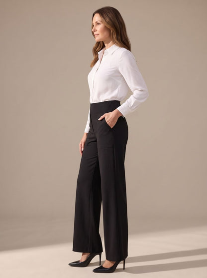 Elisabeth | Women’s High-Waist Wide-Leg Trousers with Elastic Waist & Pockets