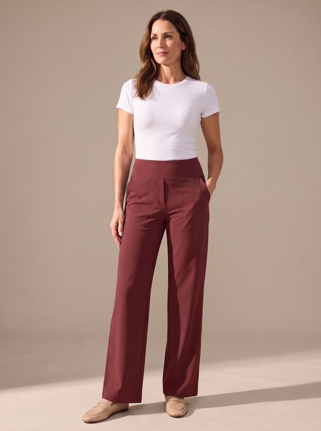 Elisabeth | Women’s High-Waist Wide-Leg Trousers with Elastic Waist & Pockets