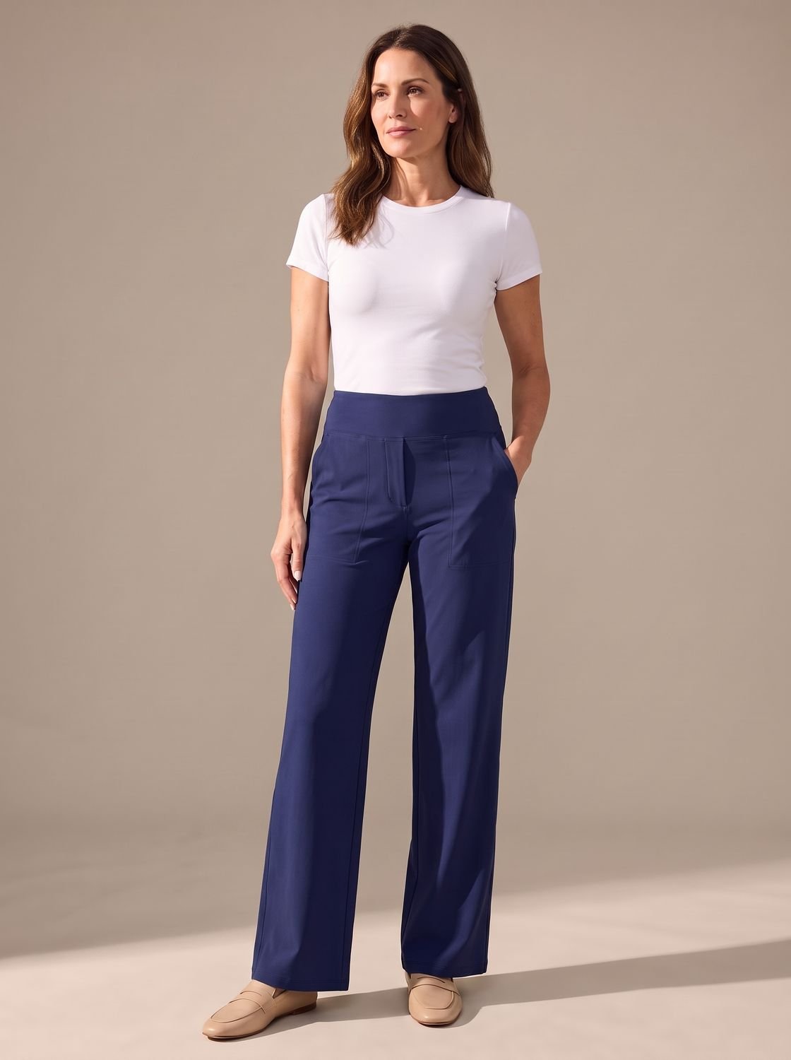 Elisabeth | Women’s High-Waist Wide-Leg Trousers with Elastic Waist & Pockets