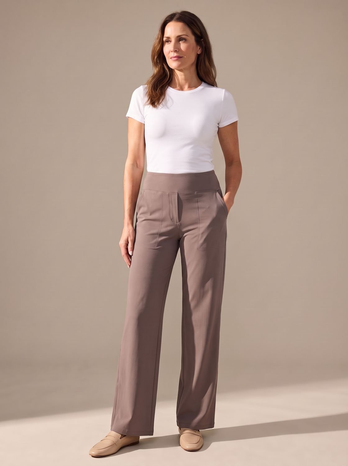 Elisabeth | Women’s High-Waist Wide-Leg Trousers with Elastic Waist & Pockets