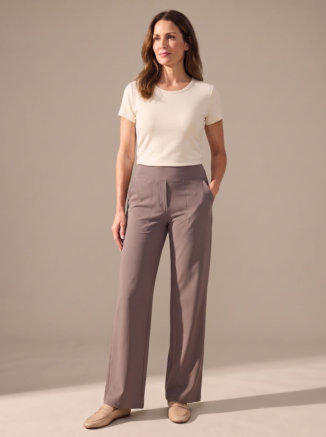 Elisabeth | Women’s High-Waist Wide-Leg Trousers with Elastic Waist & Pockets