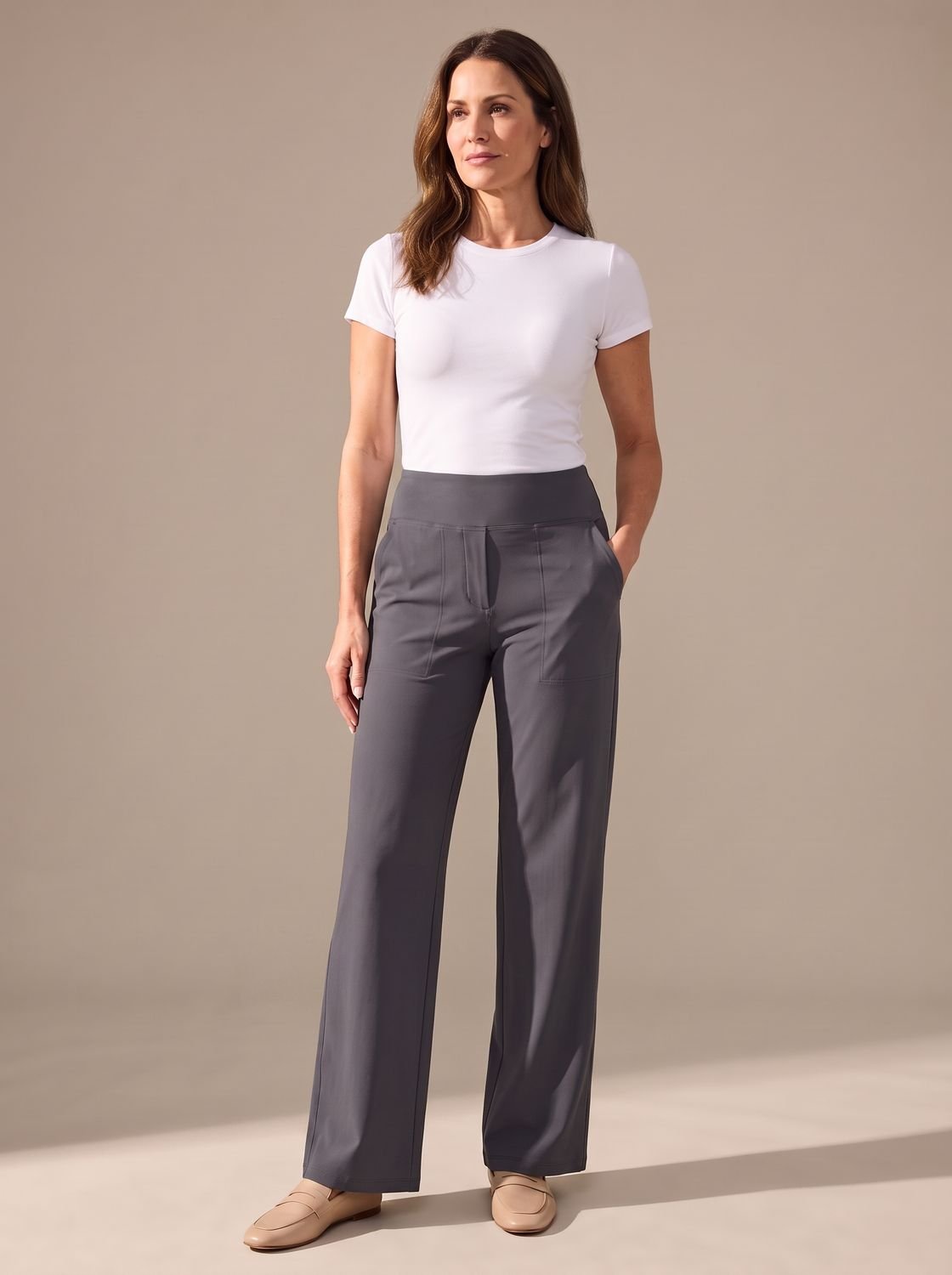 Elisabeth | Women’s High-Waist Wide-Leg Trousers with Elastic Waist & Pockets