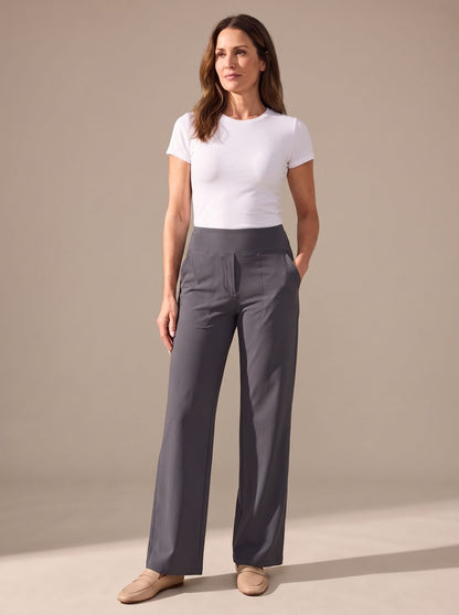 Elisabeth | Women’s High-Waist Wide-Leg Trousers with Elastic Waist & Pockets