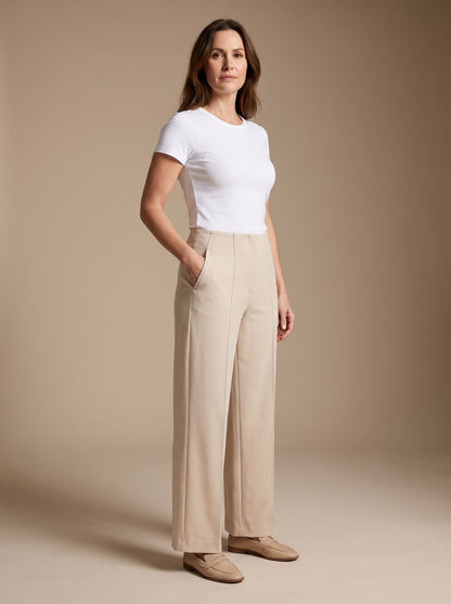 Elisabeth | Women’s High-Waist Wide-Leg Trousers with Elastic Waist & Pockets