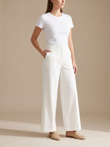 Elisabeth | Women’s High-Waist Wide-Leg Trousers with Elastic Waist & Pockets