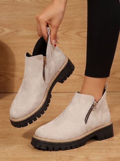 Frieda | Women’s Leopard Print Supportive Ankle Boots with Side Zip