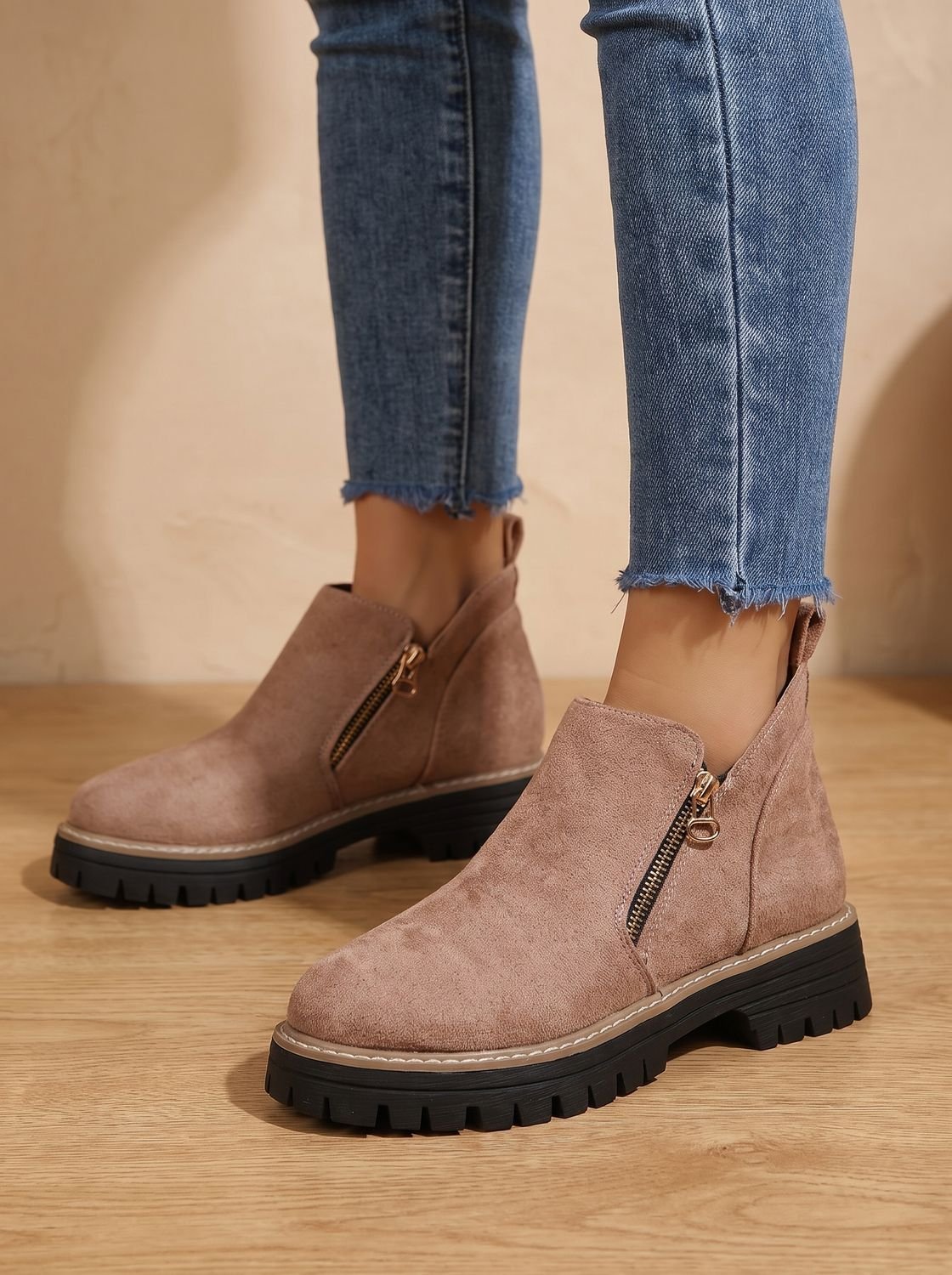 Frieda | Women’s Leopard Print Supportive Ankle Boots with Side Zip