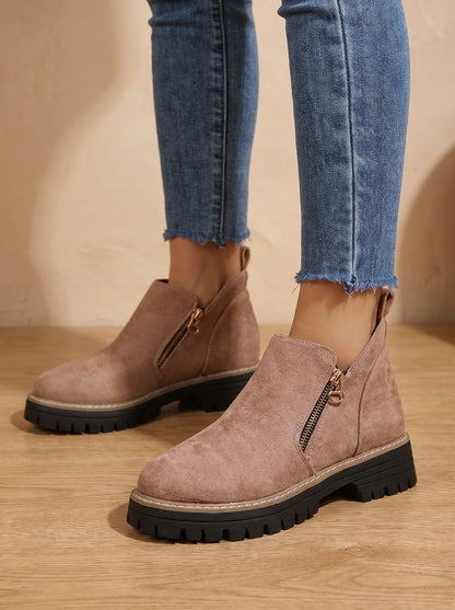 Frieda | Women’s Leopard Print Supportive Ankle Boots with Side Zip