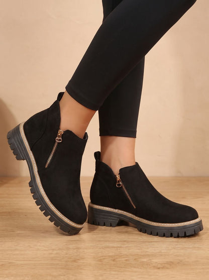 Frieda | Women’s Leopard Print Supportive Ankle Boots with Side Zip