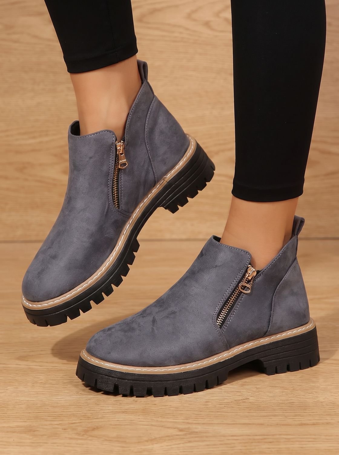 Frieda | Women’s Leopard Print Supportive Ankle Boots with Side Zip