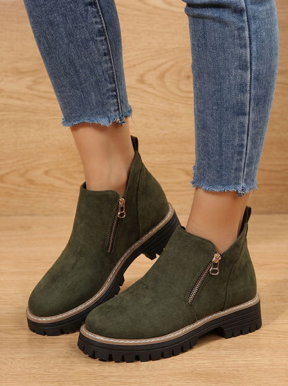 Frieda | Women’s Leopard Print Supportive Ankle Boots with Side Zip