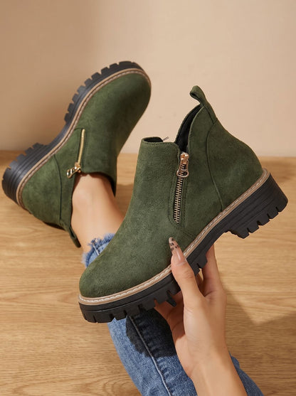 Frieda | Women’s Leopard Print Supportive Ankle Boots with Side Zip