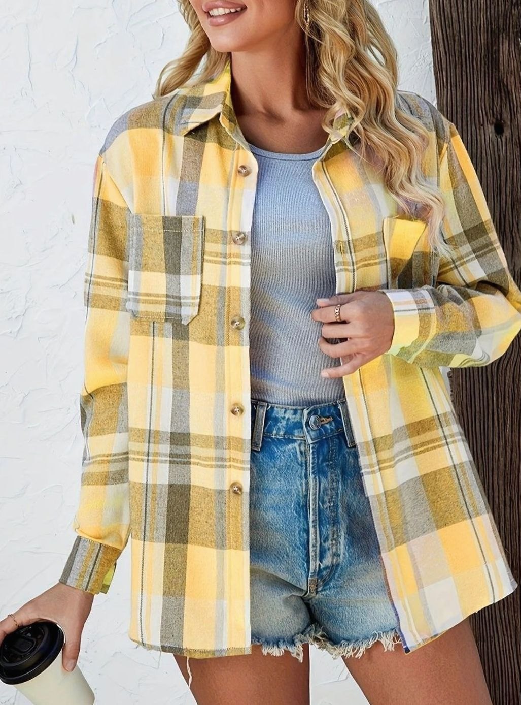 Annika | Women’s Oversized Checked Flannel Shirt with Chest Pockets