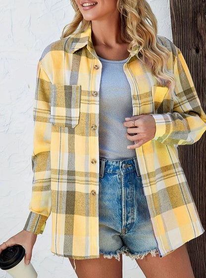 Annika | Women’s Oversized Checked Flannel Shirt with Chest Pockets