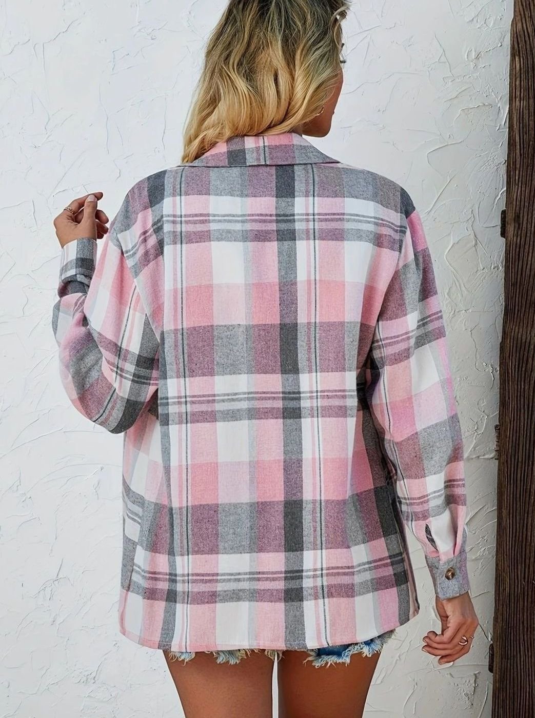 Annika | Women’s Oversized Checked Flannel Shirt with Chest Pockets