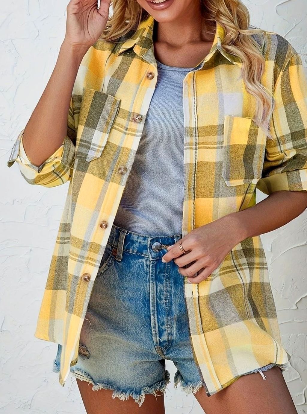 Annika | Women’s Oversized Checked Flannel Shirt with Chest Pockets