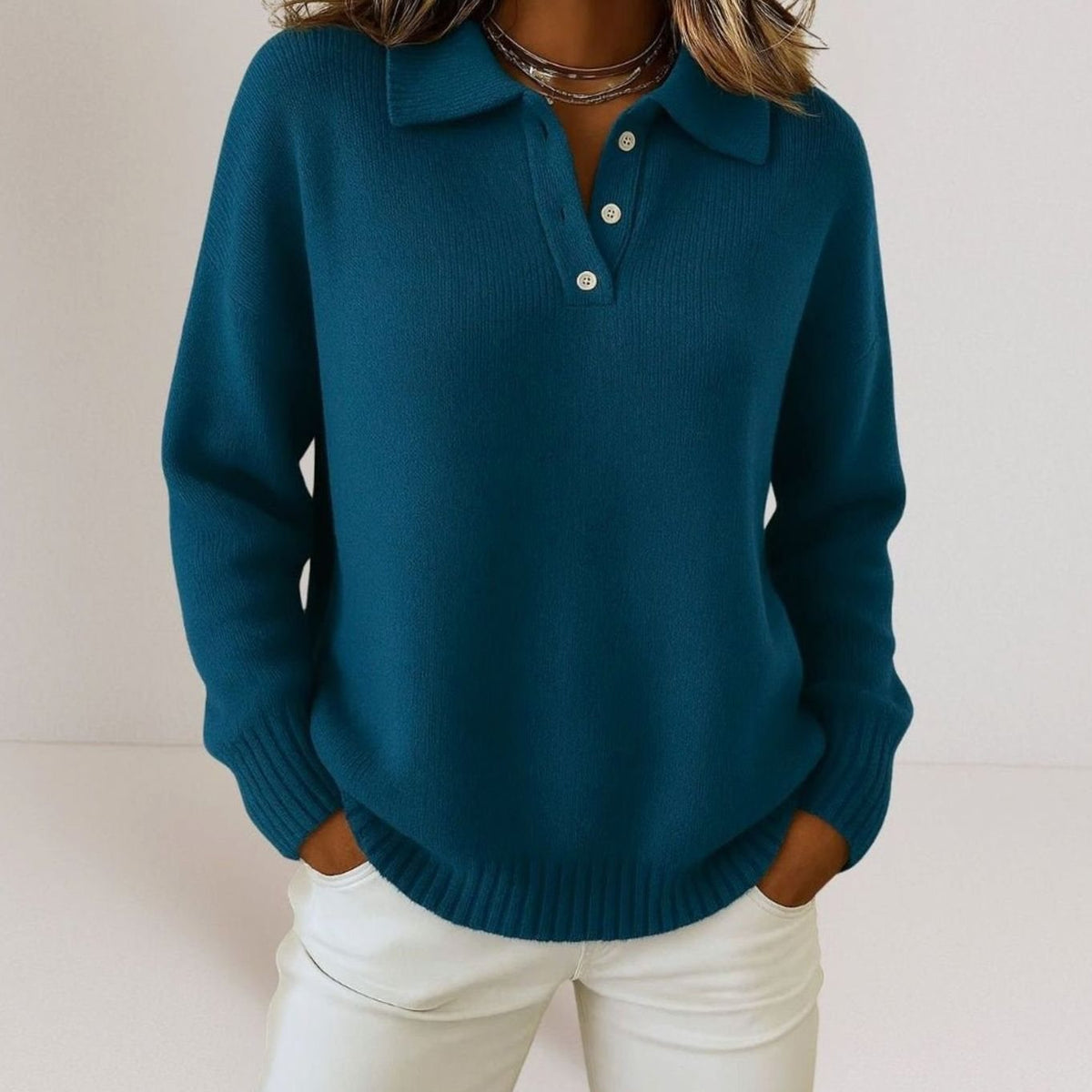 Leonie | Women’s Relaxed-Fit Polo-Collar Knit Jumper