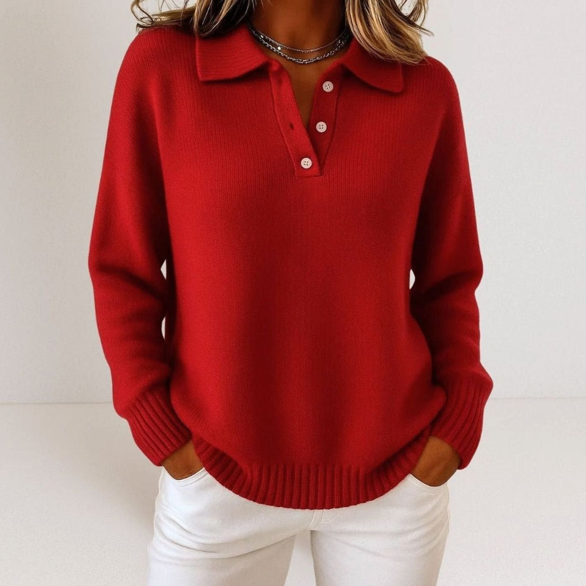 Leonie | Women’s Relaxed-Fit Polo-Collar Knit Jumper