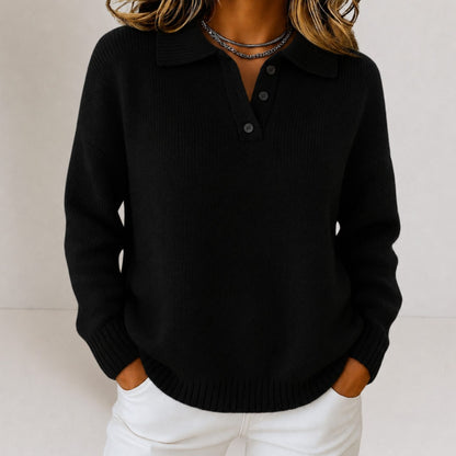 Leonie | Women’s Relaxed-Fit Polo-Collar Knit Jumper
