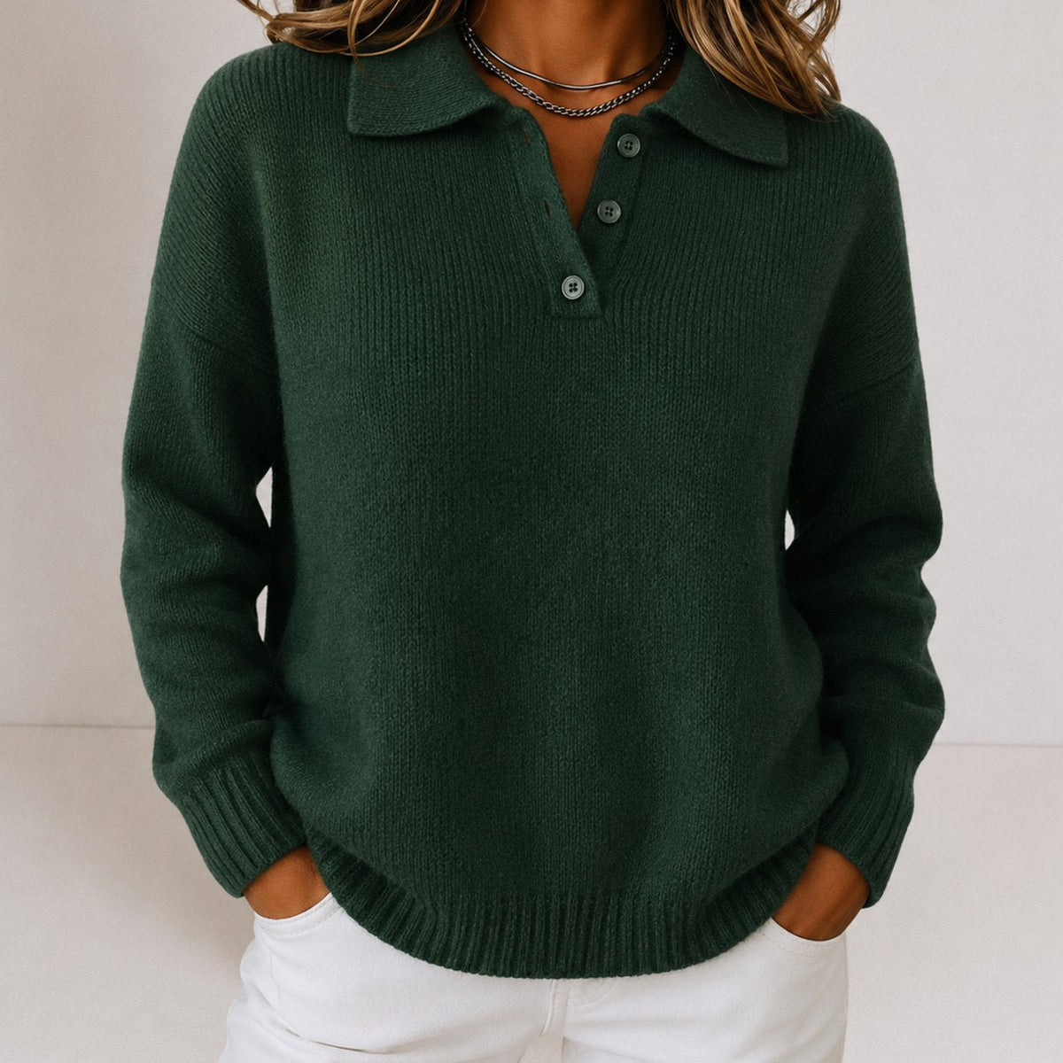 Leonie | Women’s Relaxed-Fit Polo-Collar Knit Jumper