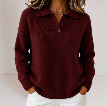 Leonie | Women’s Relaxed-Fit Polo-Collar Knit Jumper