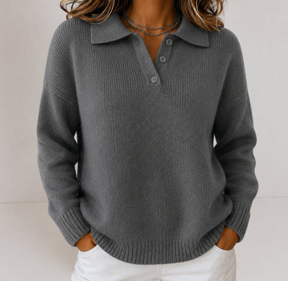 Leonie | Women’s Relaxed-Fit Polo-Collar Knit Jumper