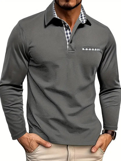 Zion | Contrast Detail Long-Sleeve Polo Shirt