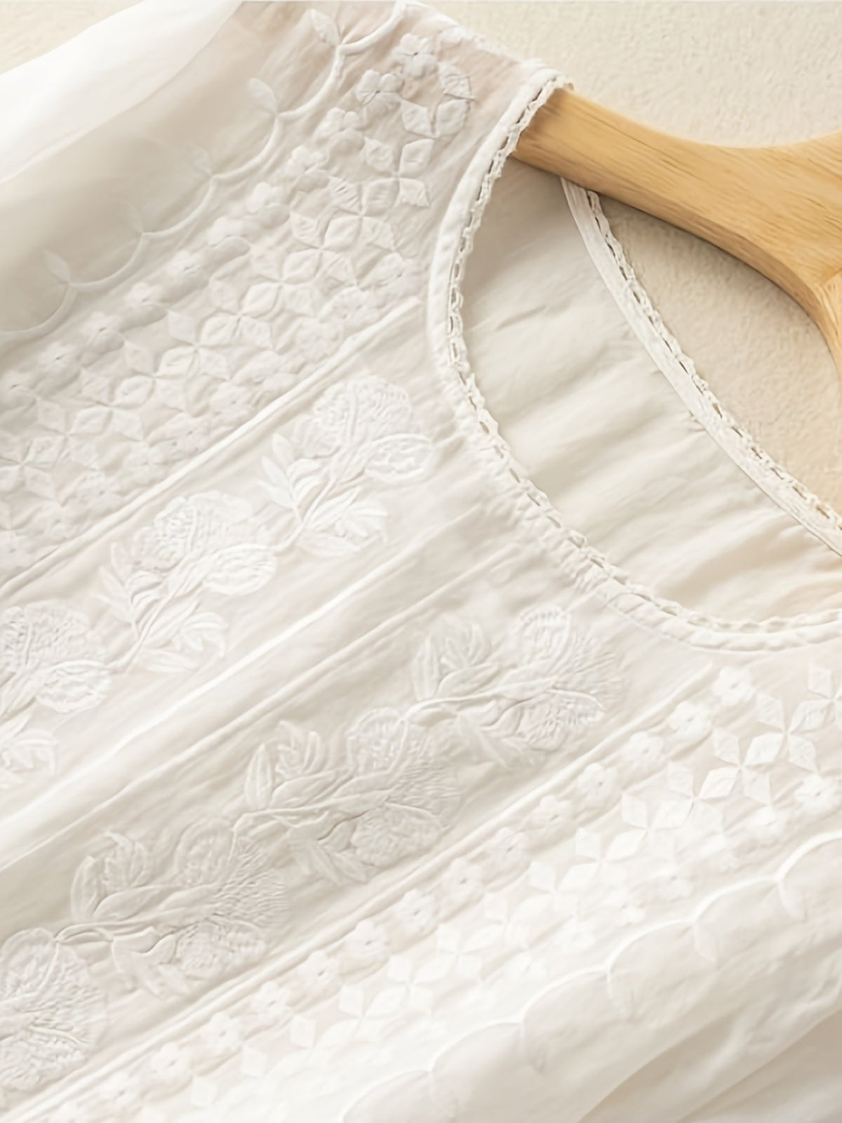 Savina | Embroidered Scoop-Neck Blouse