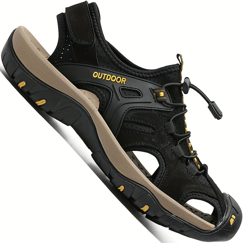 Rosenau | Herren Leder Fischer Sandalen