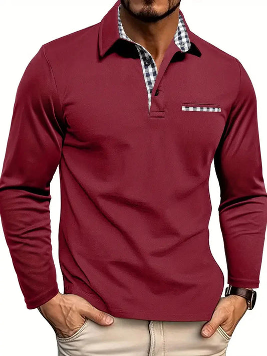 Zion | Contrast Detail Long-Sleeve Polo Shirt