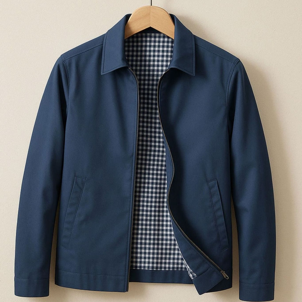 Simon | Men’s Harrington Bomber Jacket with Checked Lining