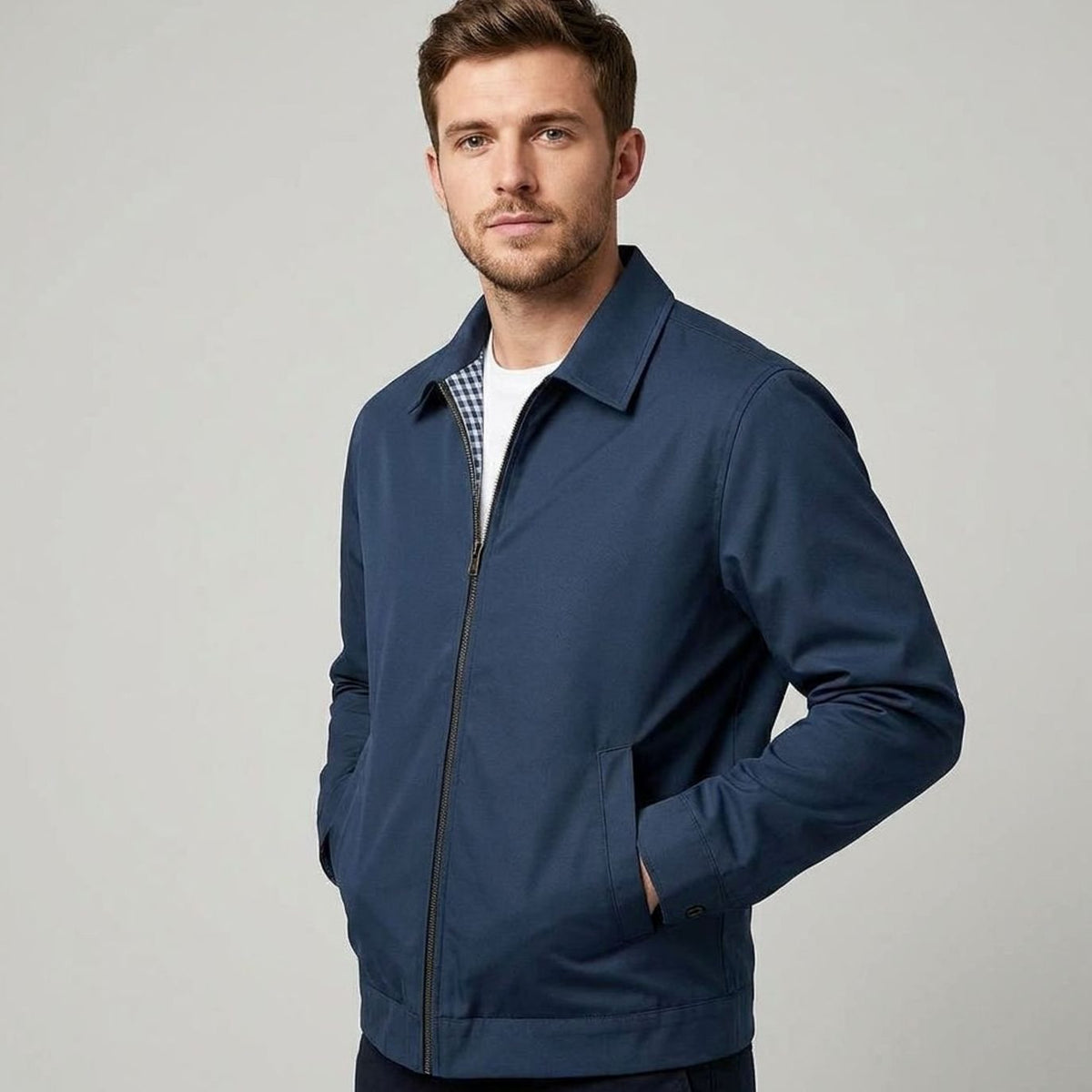Simon | Men’s Harrington Bomber Jacket with Checked Lining